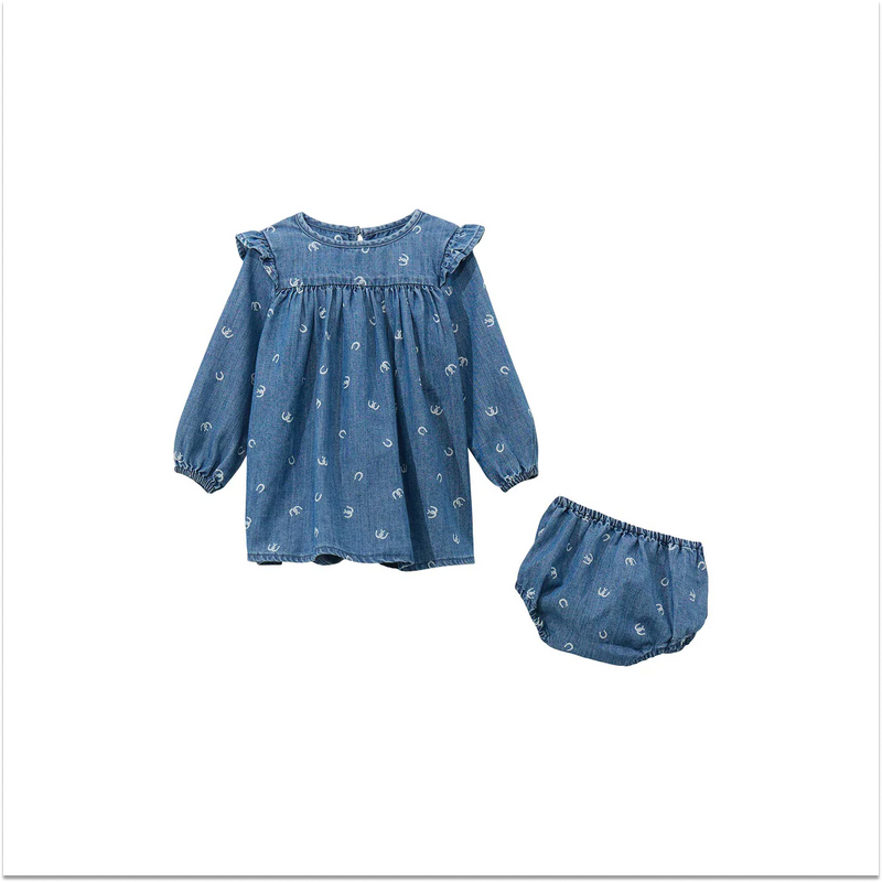 CL112372445 Wrangler Baby Girl Denim Dress w/ Horseshoes