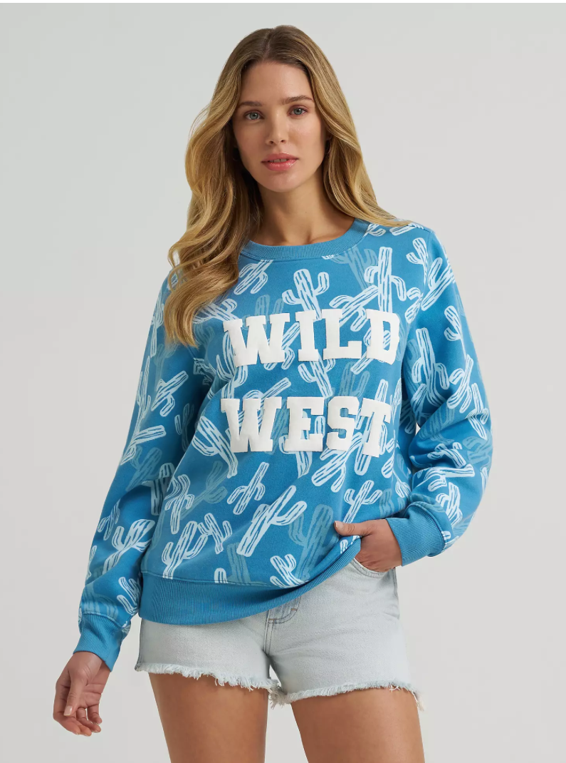 CL112375061  Wrangler Women's Crewneck-Wild West (Cactus)