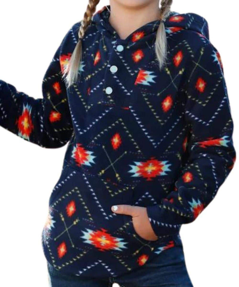 CLCWK8800001 Girls Fleece Hoodie - Aztec Print