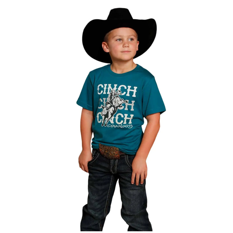CLMTT7670166 Kids Cinch Tshirt- (Cinch Cowboy w/ Bullrider)