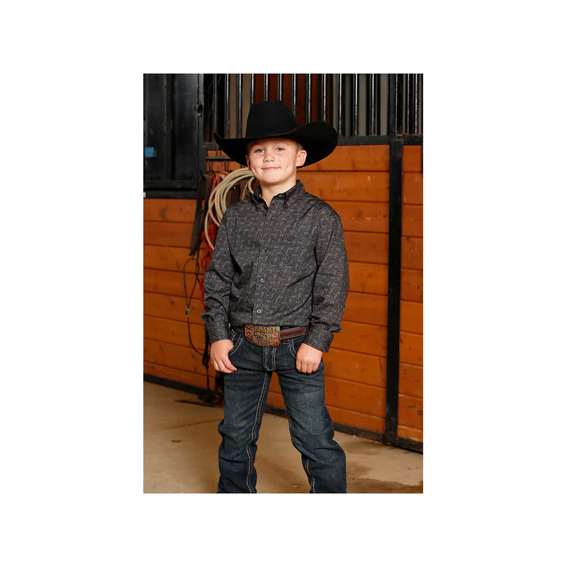 CLMTW7060387 Cinch Boys L/S Paisley Flower Pattern