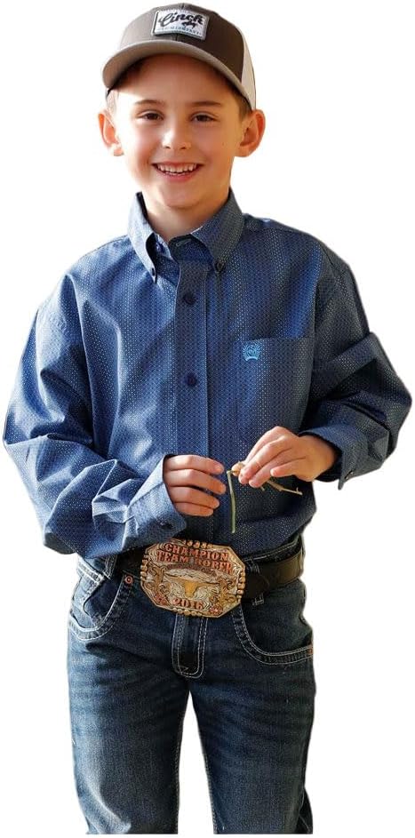CLMTW7060398 ROY Boys Cinch L/S Button- Blue two Tone