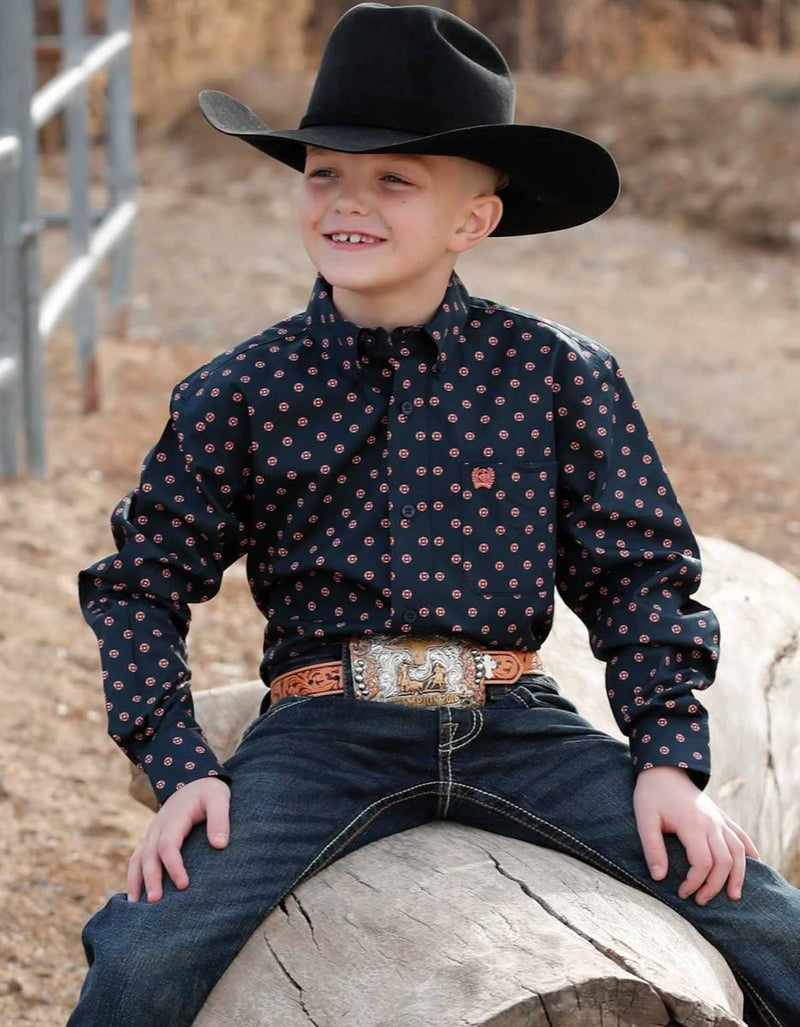 CLMTW7060401 Boys Cinch L/S Button- Small Flower Print