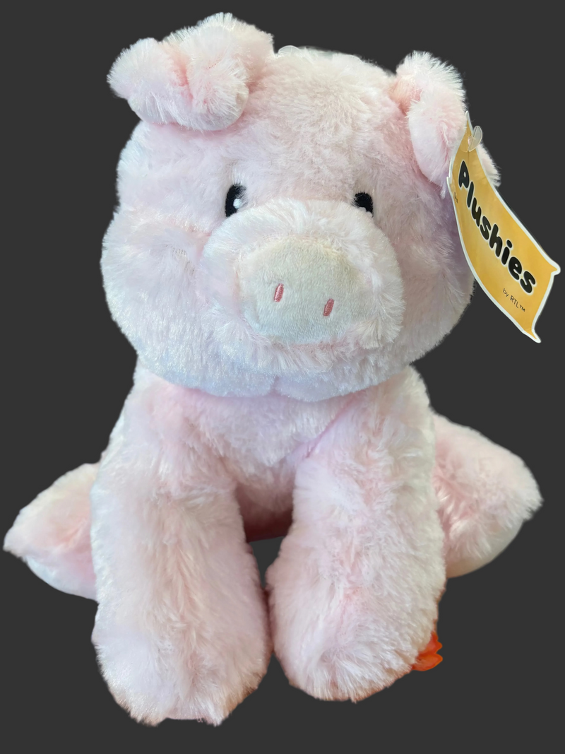 BGRTT9572 12" Sitting Stuffed Animal- Pink Pig