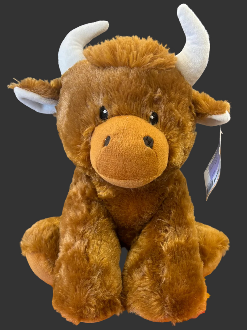 BGRTT9591 12" Sitting Stuffed Animal- Highland Brown Cow