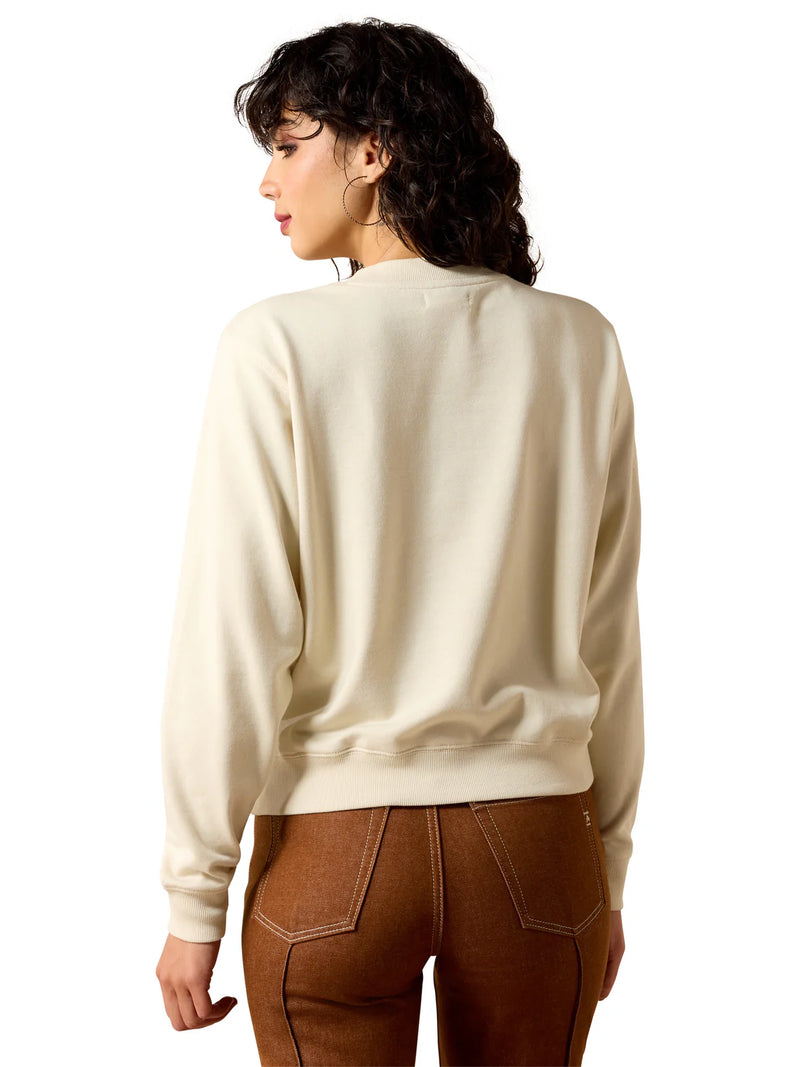 CL10071166 Ariat Ladies Crewneck- Desert Print- Sand