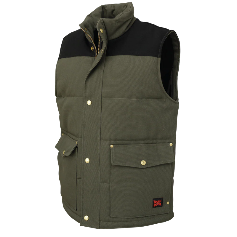 CLWV081-L-Olive Vest Tough Duck Woodsman