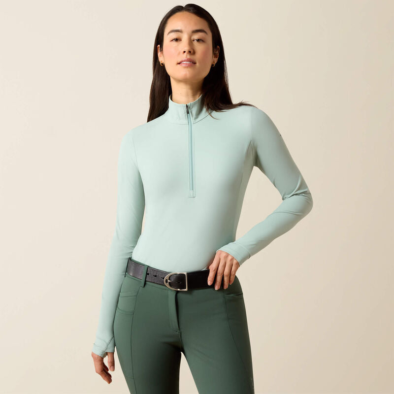 CL10071360 Ariat Ladies 1/2 Zip Baselayer- Solveil- Blue Surf