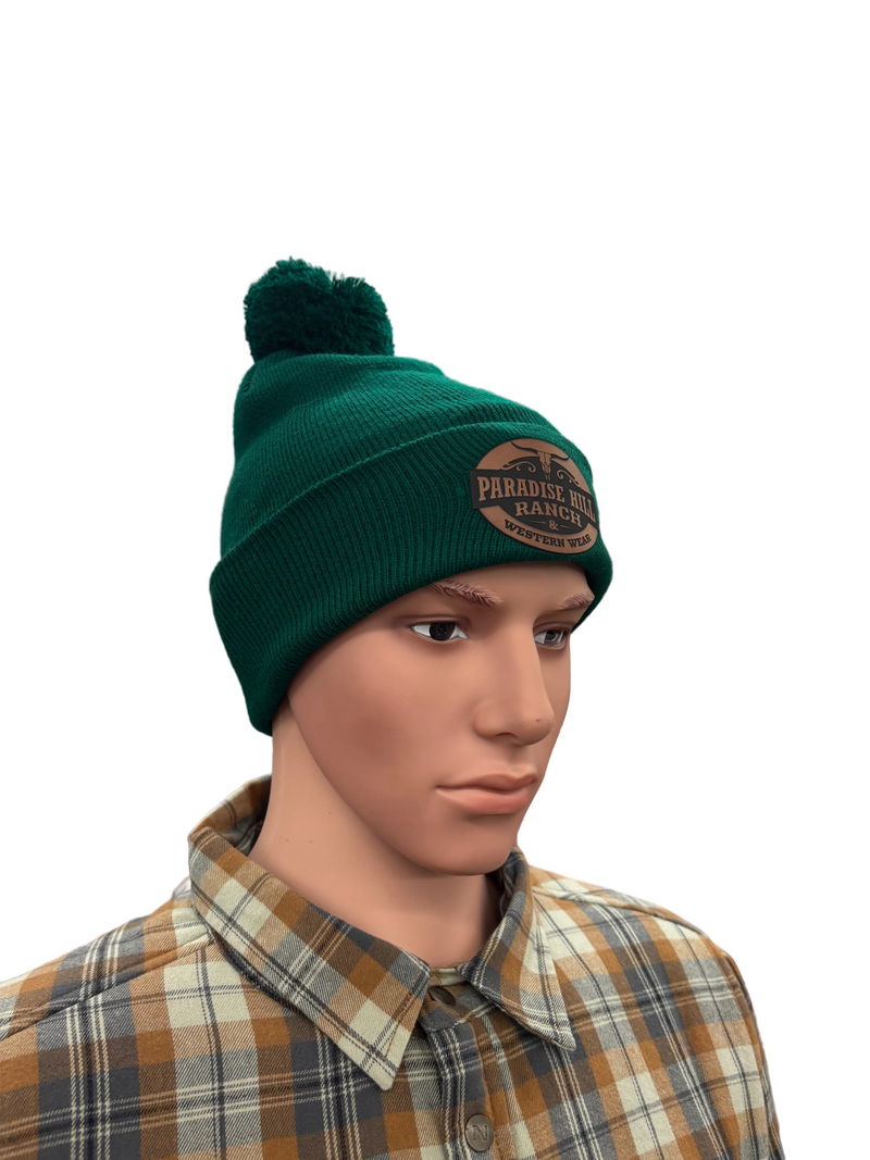 CLPHILLTOQUEPOM--Green Paradise Hill Ranch & Western Wear Toque w/Pom Pom