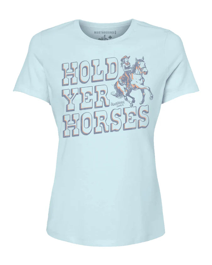 CLNB0376-XL Ladies Hold Yer Horses T-Shirt- Blue