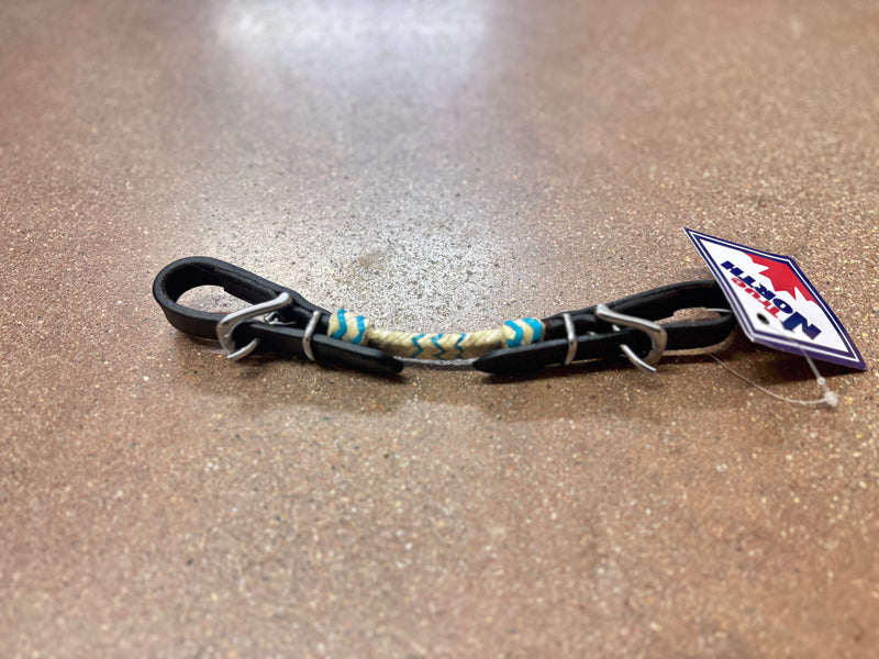 TKWA2919 Chin Curb Strap-Rawhide Dark Oil Weave w/ Red Braiding