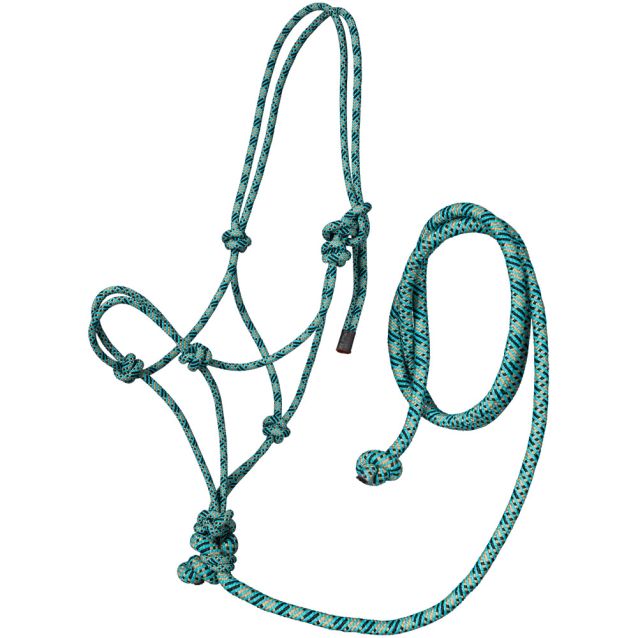 TK50-1013-Teal Halter Rope Horse Tri Colored