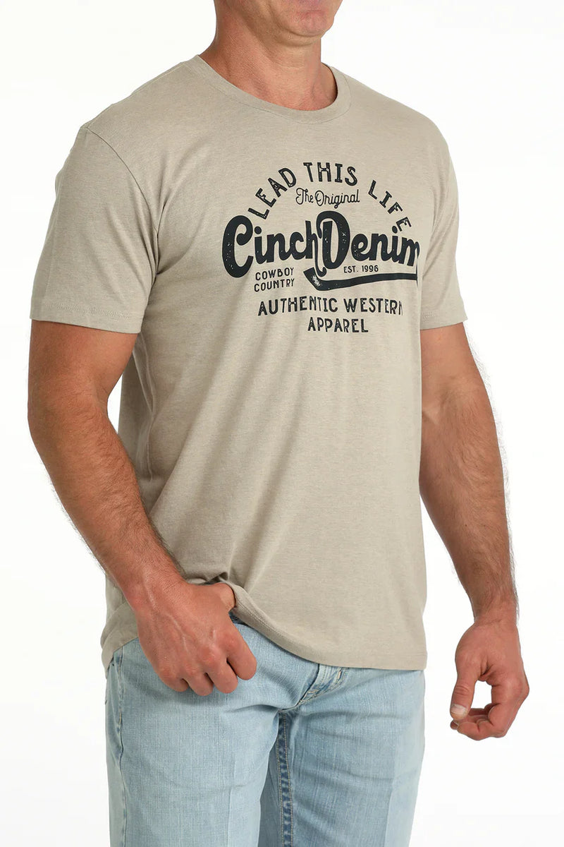 CLMTT1690723 Mens T-Shirt "Lead This Life Cinch Denim" Khaki