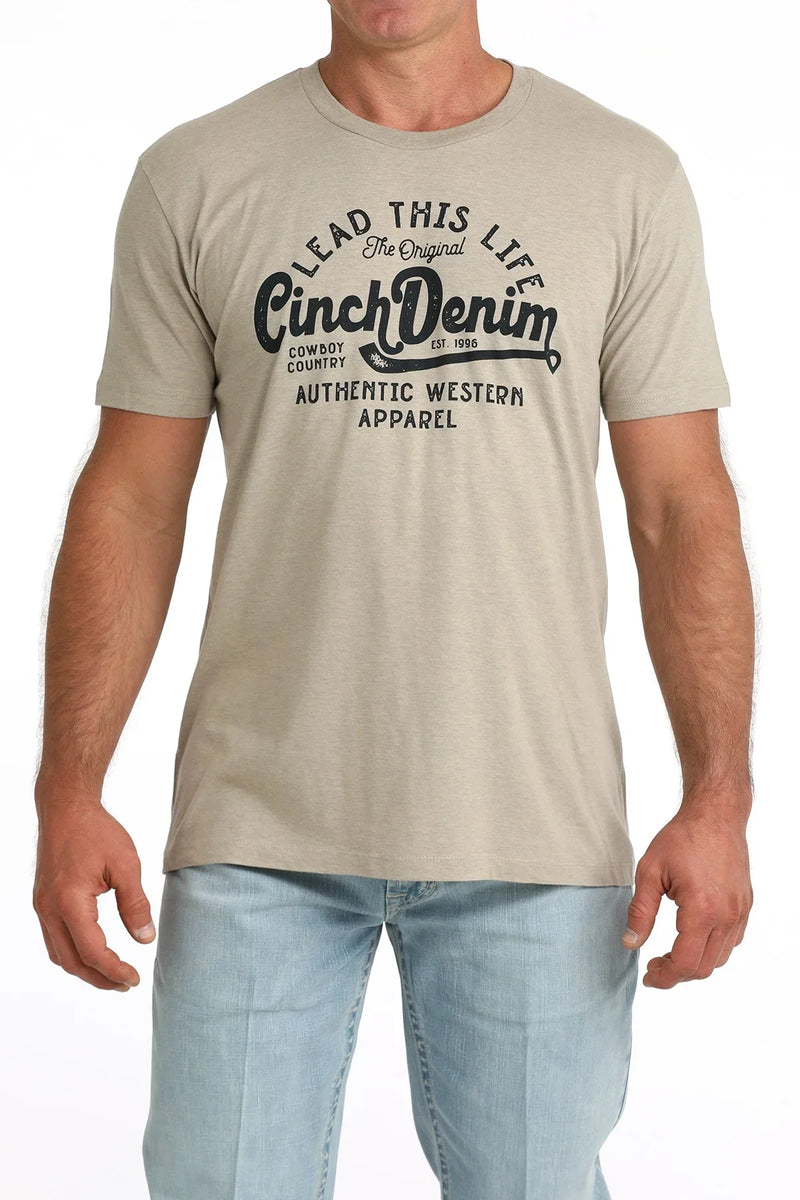 CLMTT1690723 Mens T-Shirt "Lead This Life Cinch Denim" Khaki