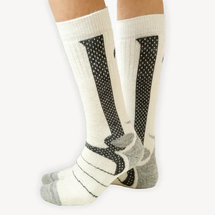 CLAEX2-S/M Alpaca Socks Explorer- White/Black
