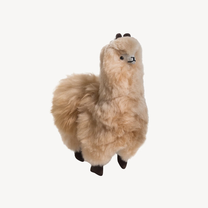 BGASTU1-85 Alpaca Fur Stuffed Animals- Standing Alpaca Beige 8.5"