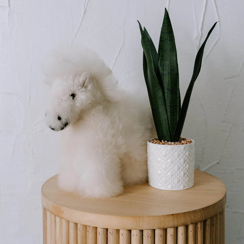 BGASTU18 Alpaca Fur Stuffed Animals- Horse 8.5"