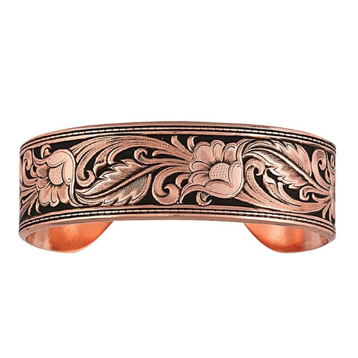 BG2598C Bracelet- Rose Gold & Black Leather Pattern