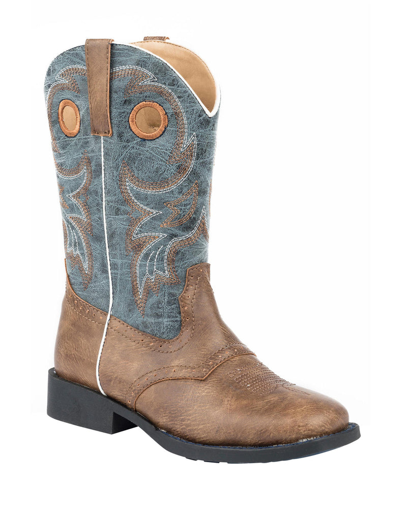 CL09-018-1224-2201-2-Brown Kids Roper Cowboy Boots