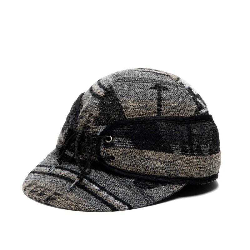 CL1-1701B-7-Charcoal Hat Railroad Wool Blend Tie Front Aztec