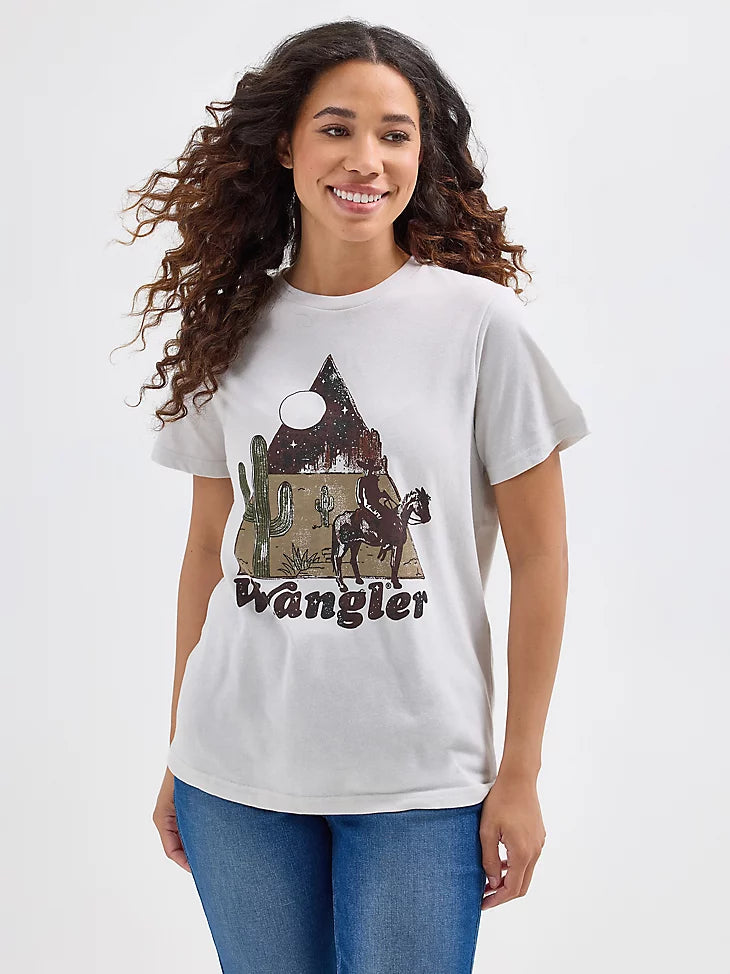 CL112339527-Tan-M Wrangler Ladies Graphic T-Shirt Desert