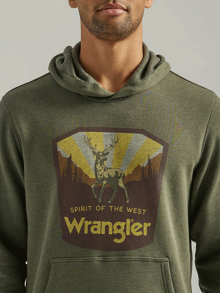 CL112339644 - Green-M Mens Western Wrangler Hoodie - BUCK