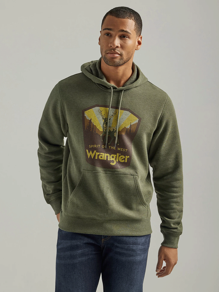 CL112339644 - Green-M Mens Western Wrangler Hoodie - BUCK