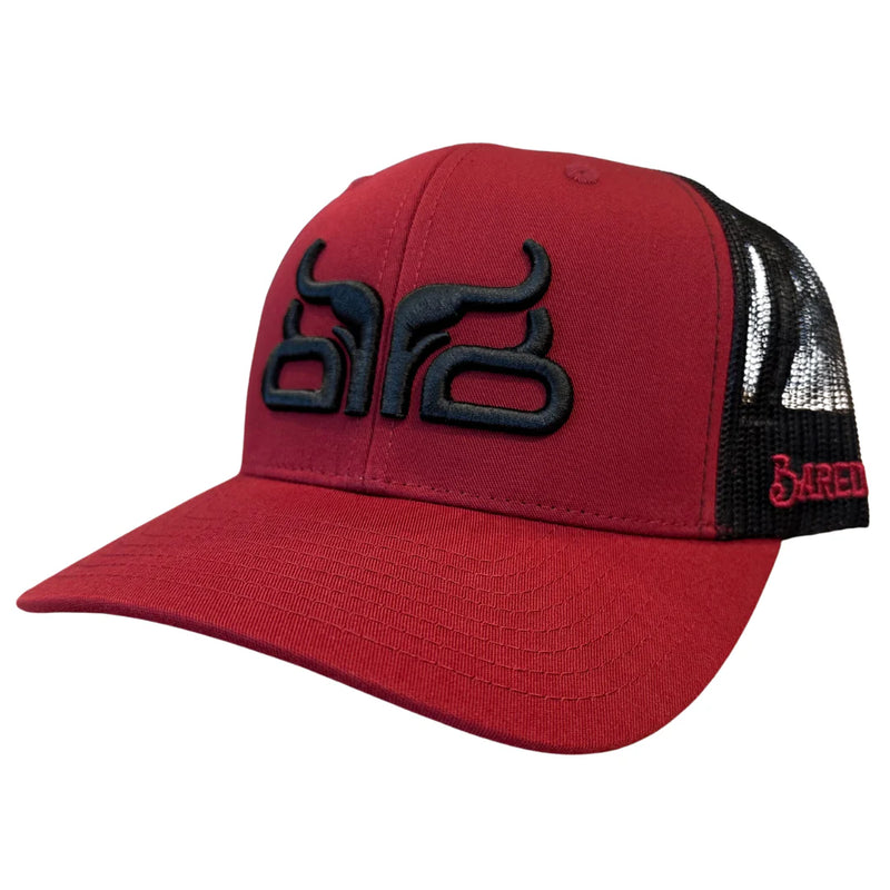 CLCAP4--Red/Blk Baredown Cap Raised Logo