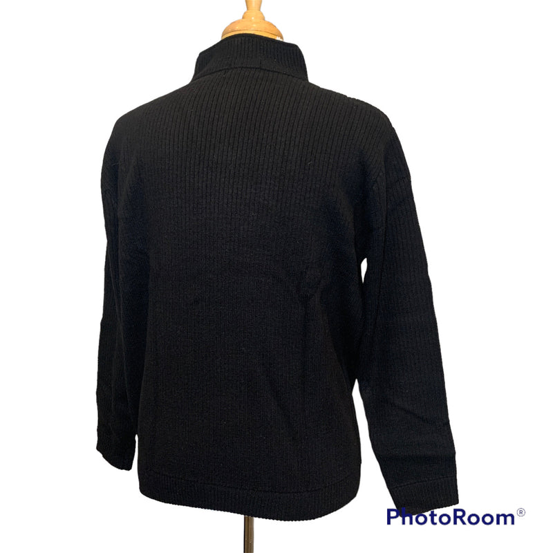 CLSMBS-S-Black Men's Merino Wool Sweater 1/2 Zip