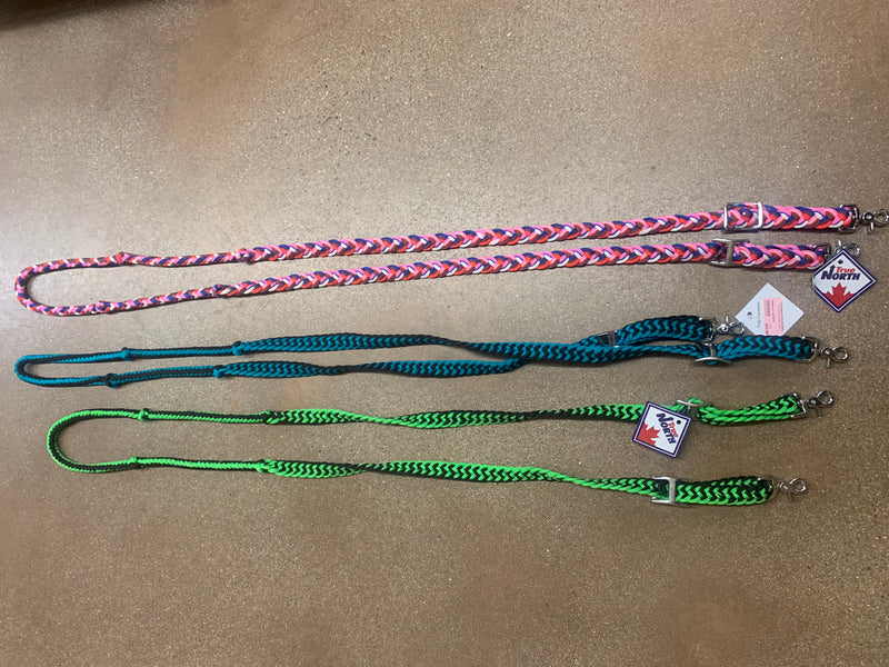 TKWR7033--ASSORTED Reins Barrel Braided Nylon