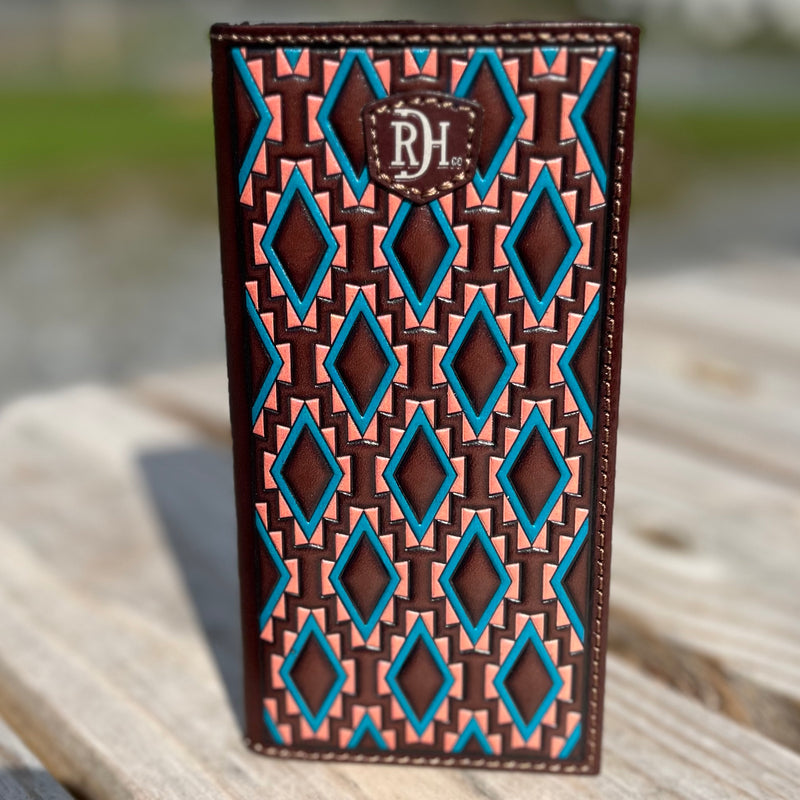 BG23111876W14 Rodeo Wallet Pink & Teal Aztec