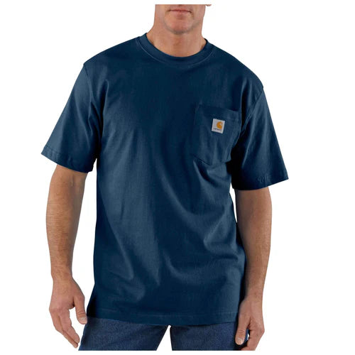 CLK87-BLS-L-Drk Blue Carhartt Mens T-Shirt-Loose Fit w/Pocket
