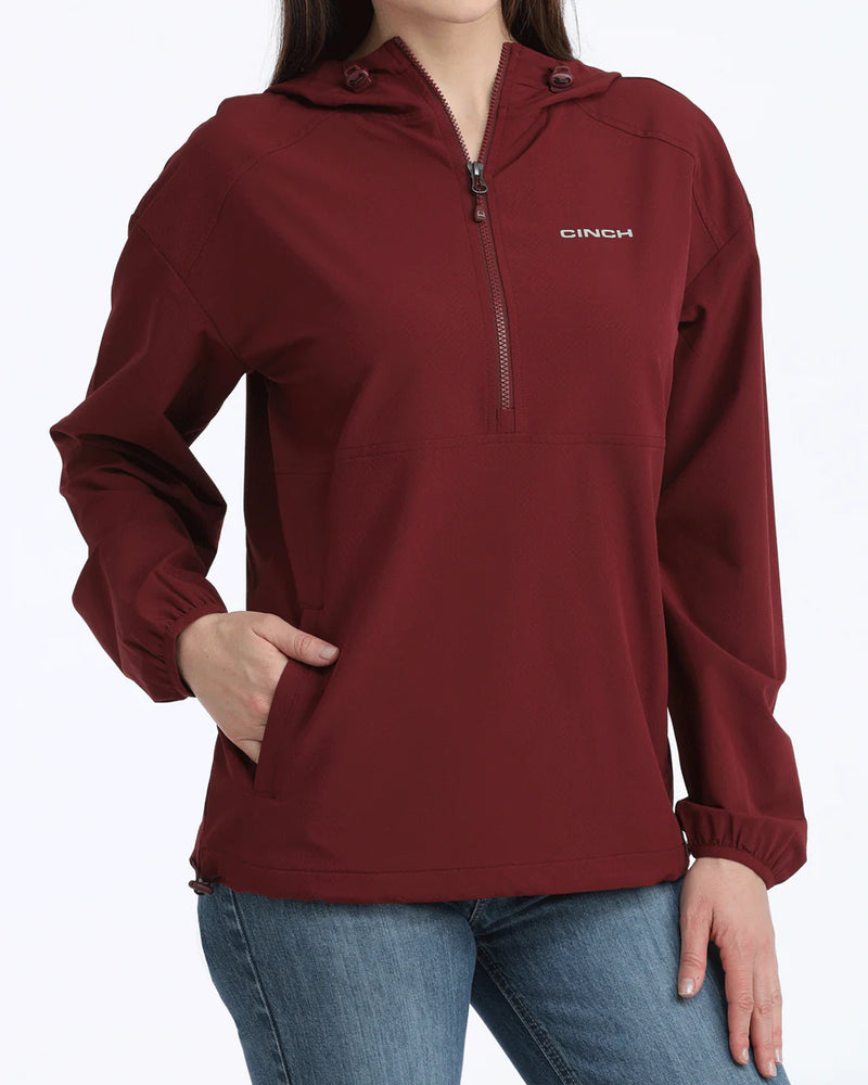 CLMAK9813001 Cinch Womens 1/4 Zip Windbreaker- Burgandy