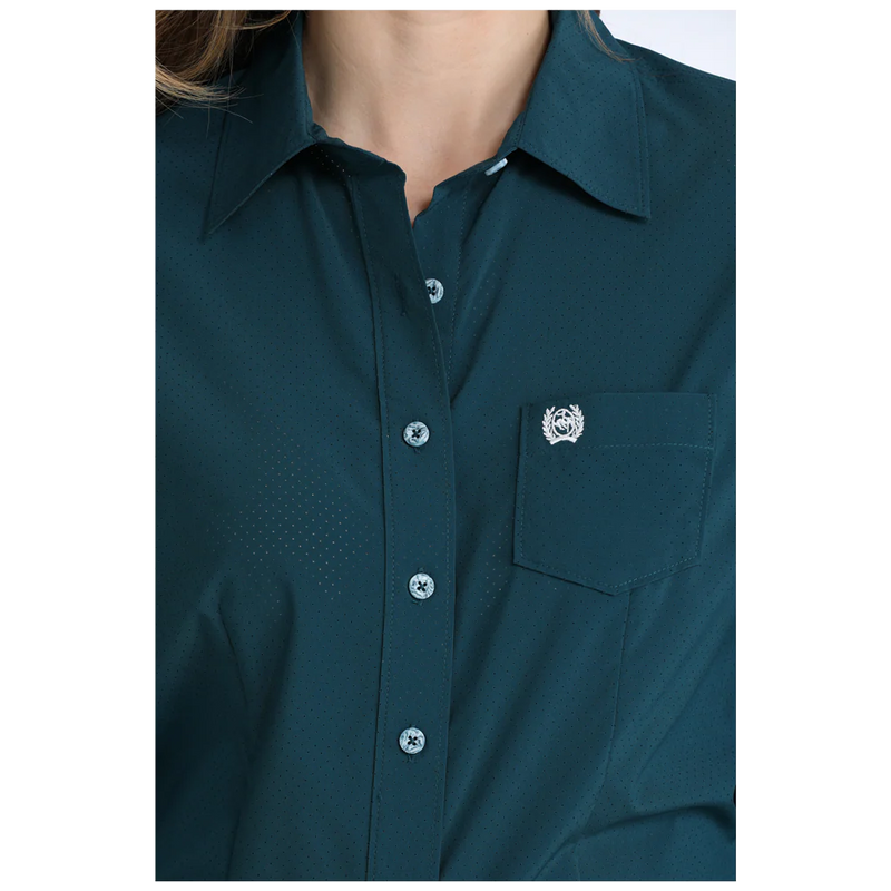CLMSW9164272- Ladies Cinch Arena Flex Button Up- Teal