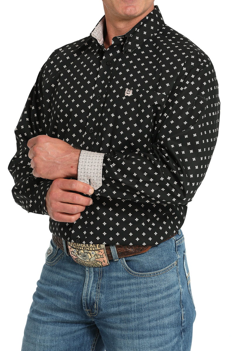 CLMTW1105915 Cinch Mens L/S Print - Black