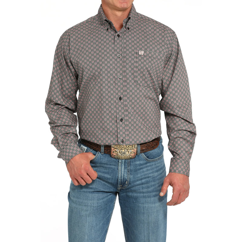 CLMTW1105925-XL Cinch Mens L/S Print - Grey/Pink