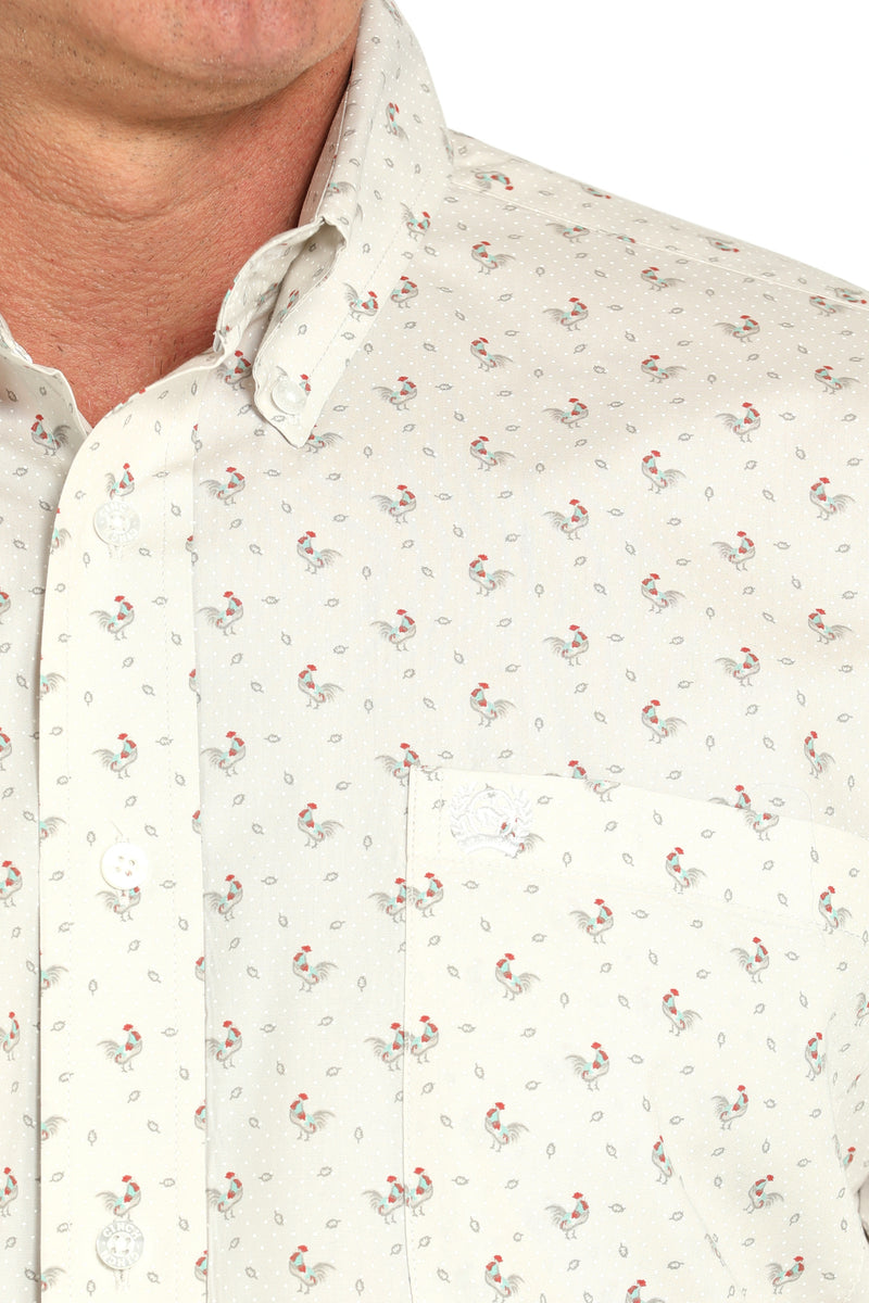 CLMTW1105933 Mens Cinch L/S Button- "Pattern with Roosters"