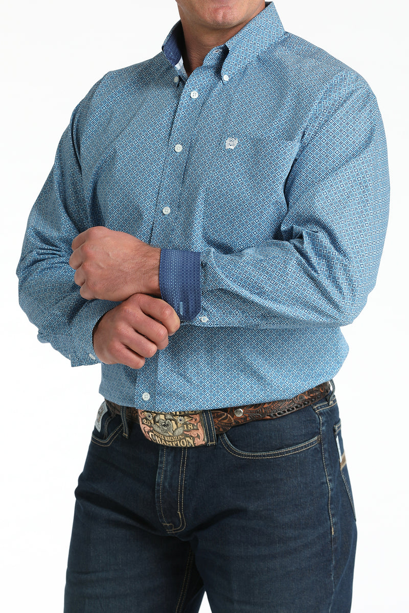 CLMTW1106009 Men's Cinch L/S Button- Blue print