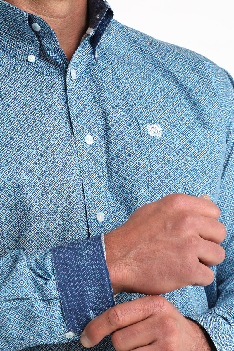 CLMTW1106009 Men's Cinch L/S Button- Blue print