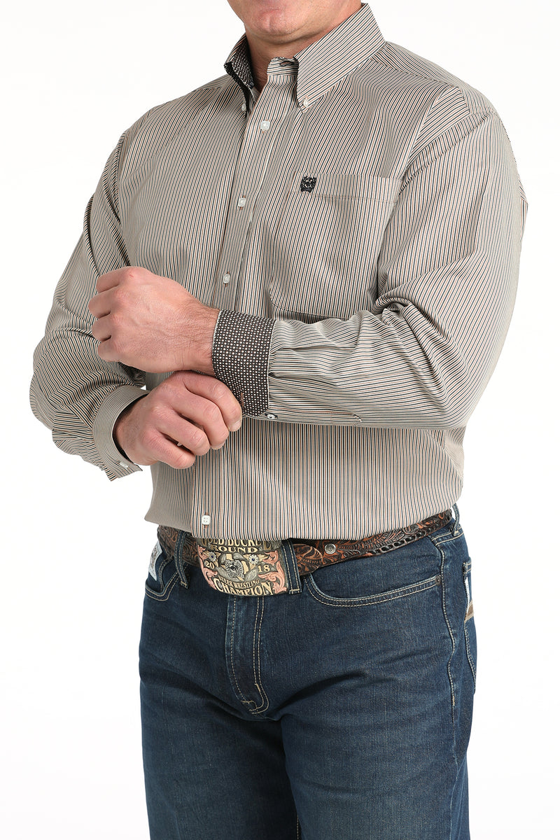 CLMTW1106021 Men's Cinch L/S Button- Tencil Stripe