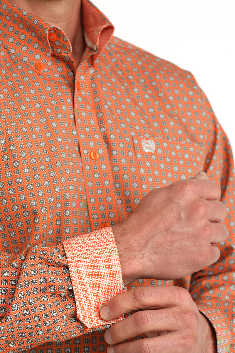 CLMTW1106057 Mens Cinch L/S Orange Print
