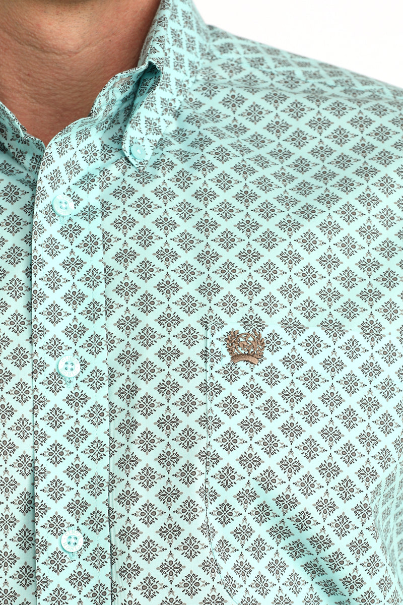 CLMTW1106060 Mens Cinch L/S Turquoise Print