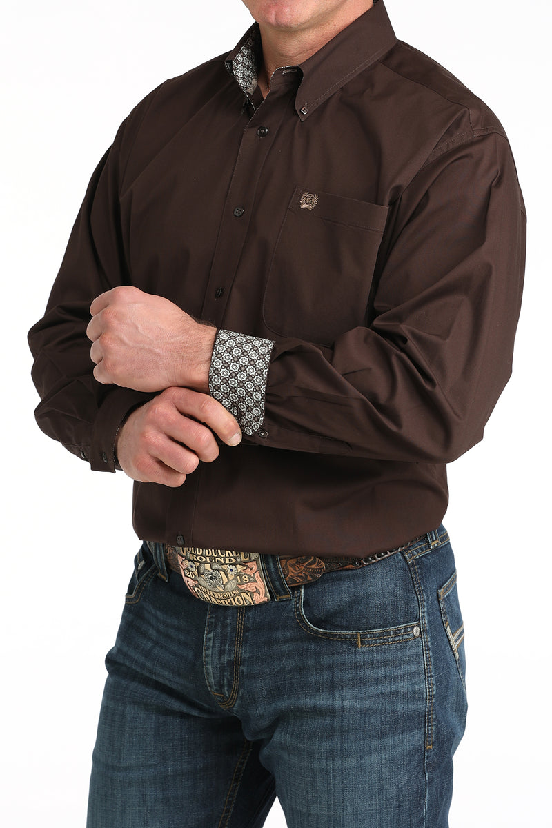 CLMTW1106065 Mens Cinch L/S Solid Chocolate Brown
