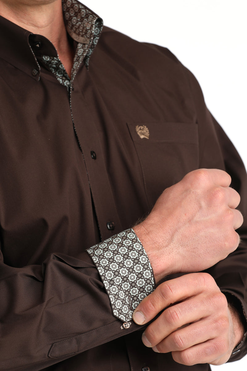 CLMTW1106065 Mens Cinch L/S Solid Chocolate Brown
