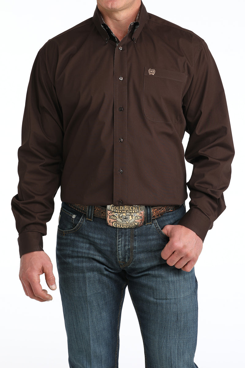 CLMTW1106065 Mens Cinch L/S Solid Chocolate Brown