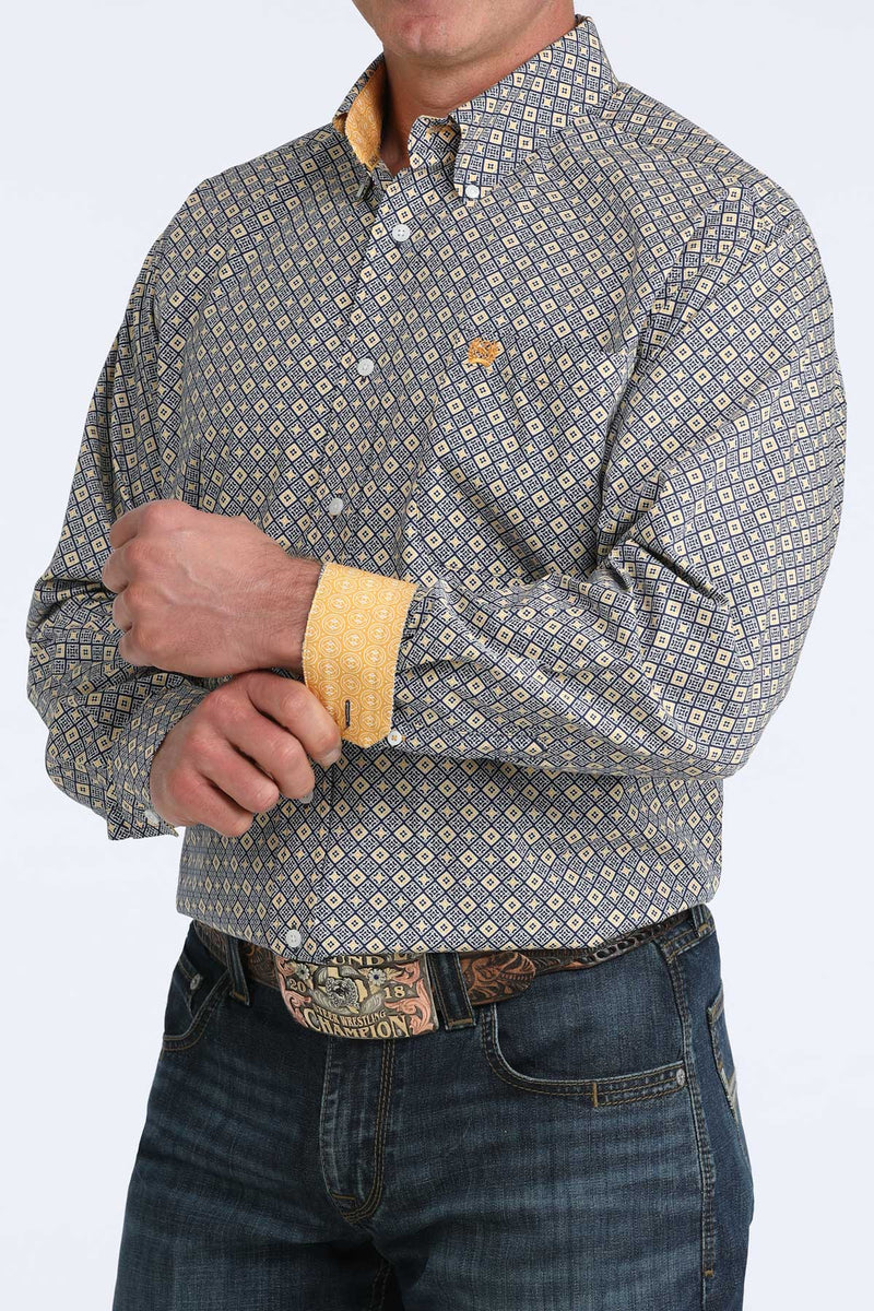 CLMTW1106073 Men's Cinch L/S Button up- Diamond Print Royal