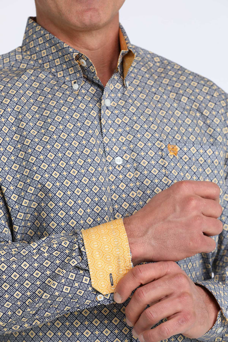 CLMTW1106073 Men's Cinch L/S Button up- Diamond Print Royal