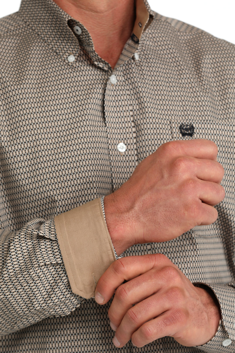 CLMTW1106089 Cinch Mens L/S Button- Khaki Print