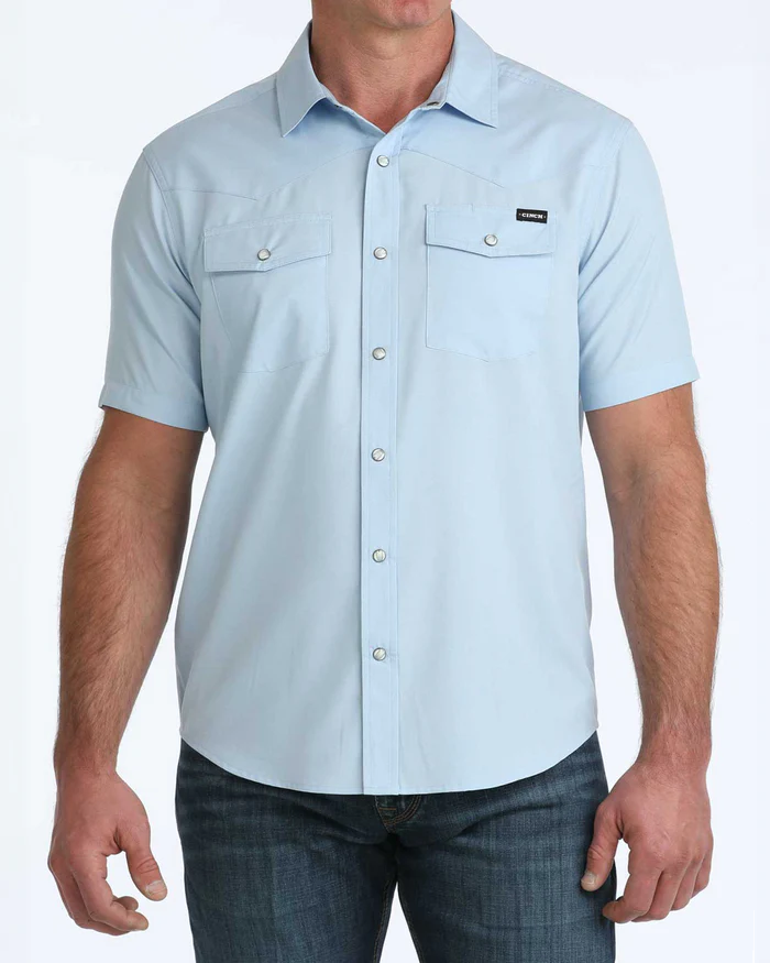 CLMTW1402009 Mens Cinch S/S Camp Shirt Snaps - Light Blue