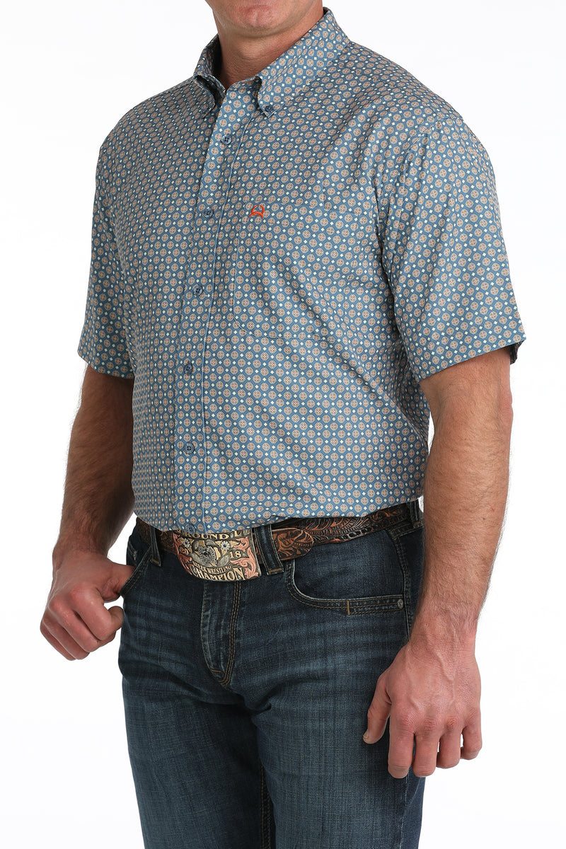CLMTW1704165 Men's Cinch S/S Arena Flex- Blue Pattern